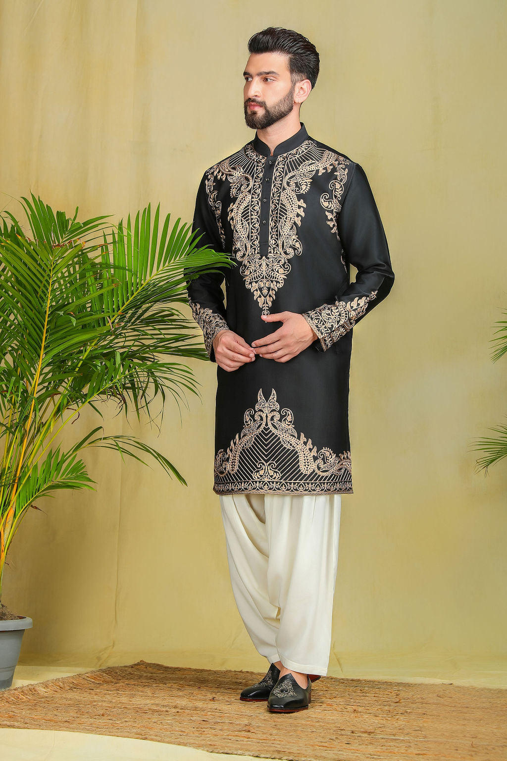 Black Threadwork Kurta