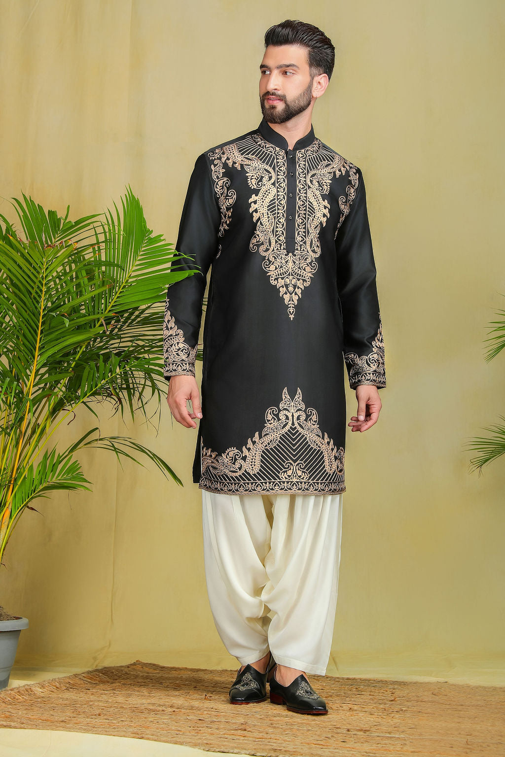 Black Threadwork Kurta