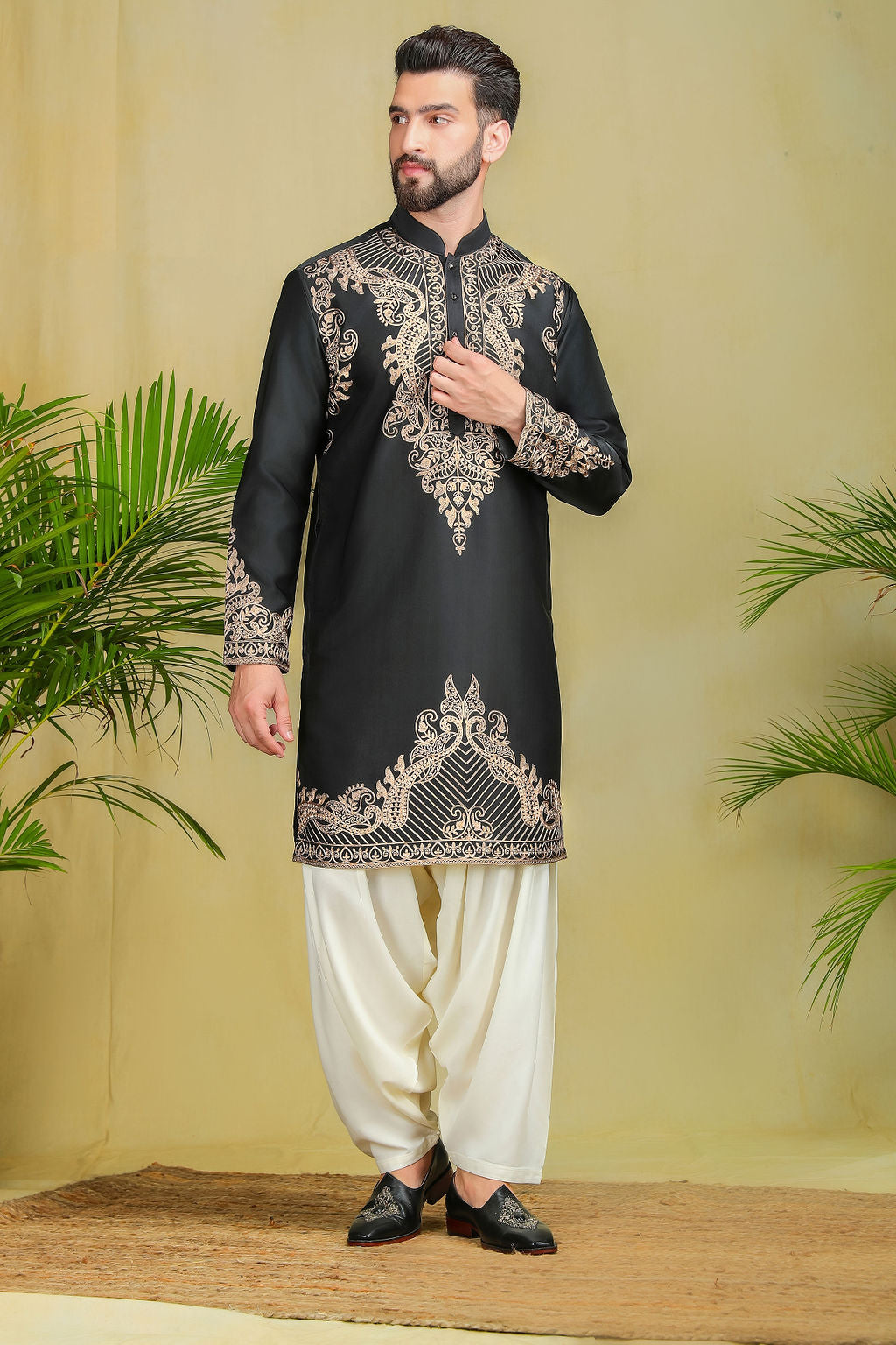 Black Threadwork Kurta