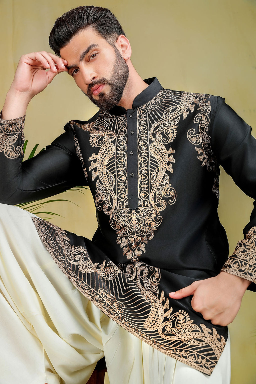 Black Threadwork Kurta