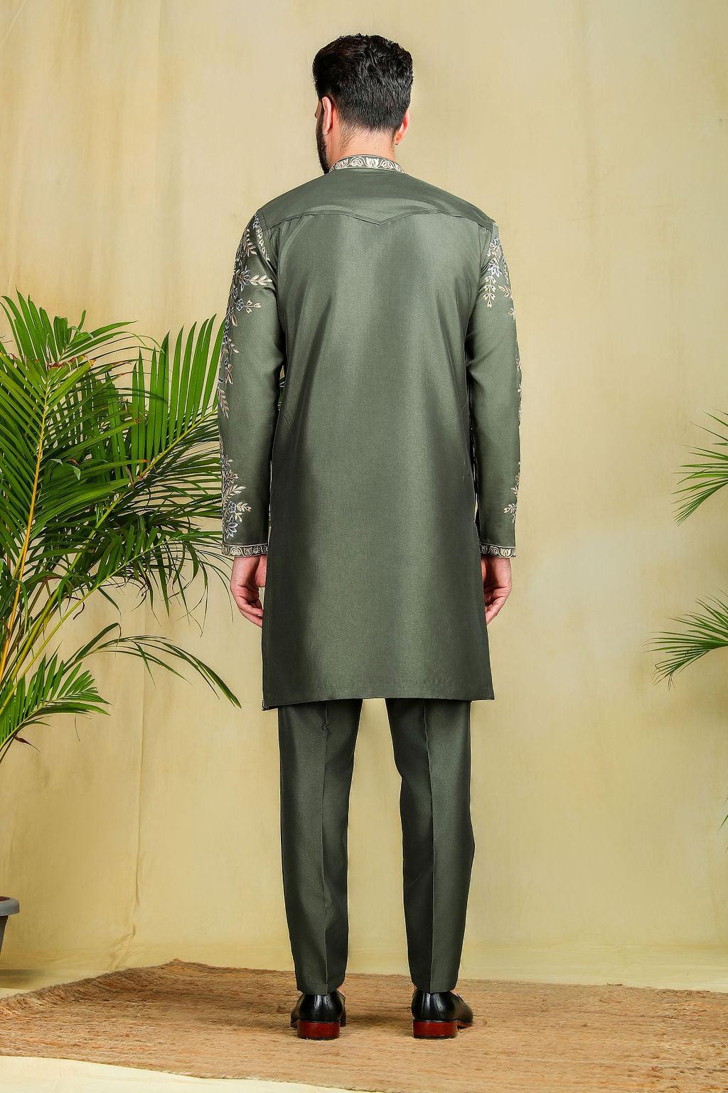 Sage green emroidery kurta set - The Absolute House Of Design 