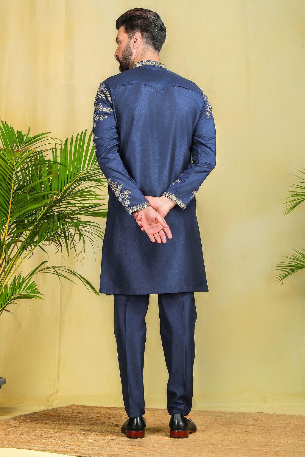 Teal Blue embroidery kurta set - The Absolute House Of Design 