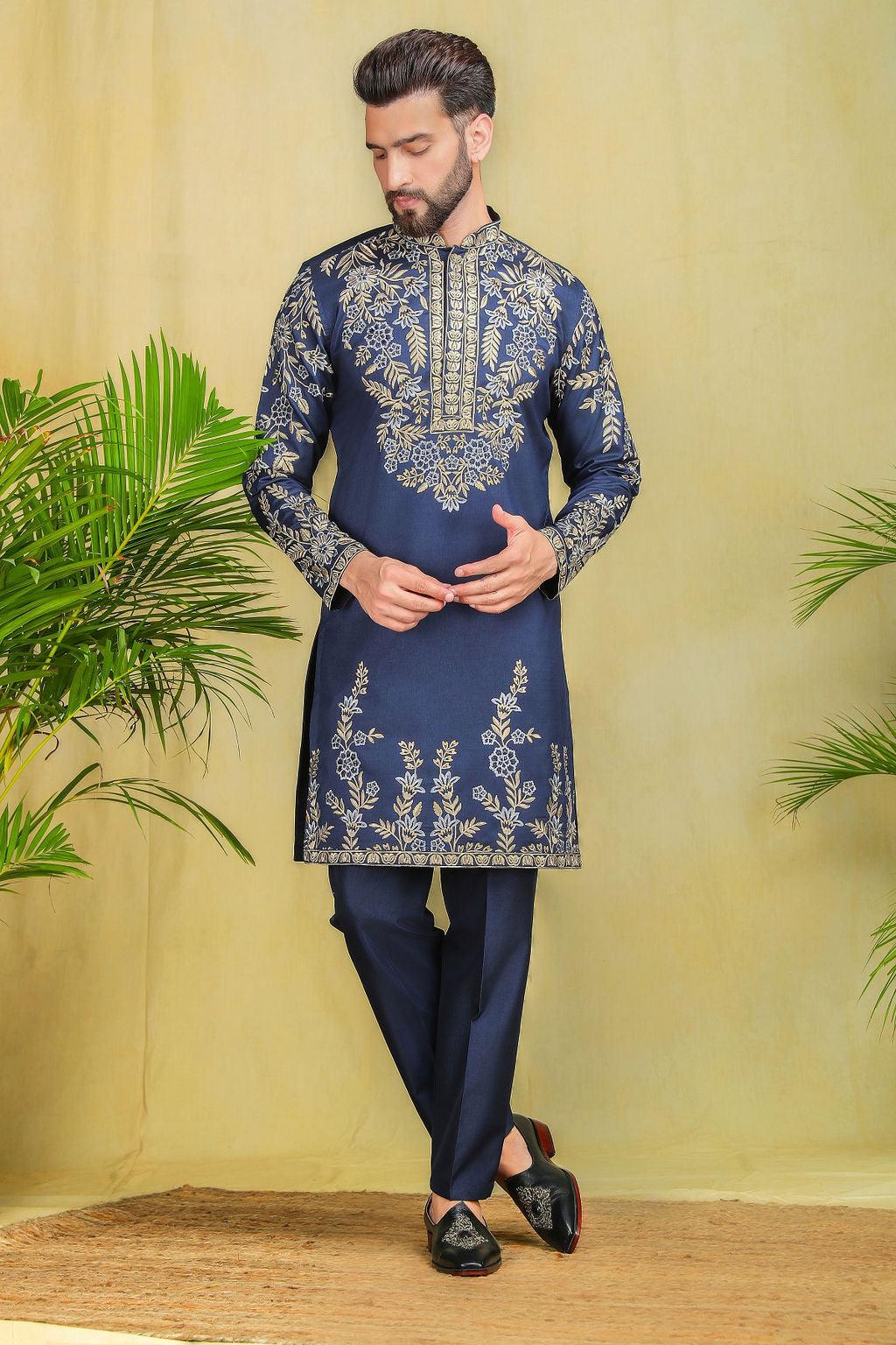 Teal Blue embroidery kurta set - The Absolute House Of Design 