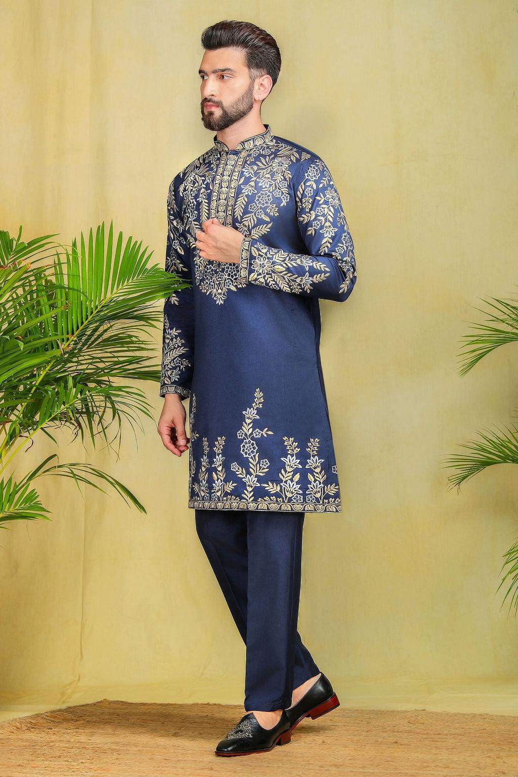 Teal Blue embroidery kurta set - The Absolute House Of Design 