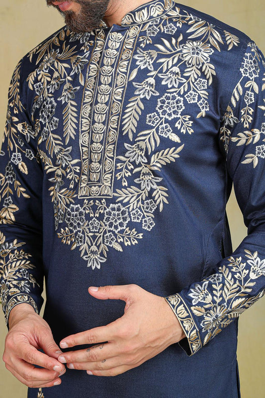 Teal Blue embroidery kurta set - The Absolute House Of Design 