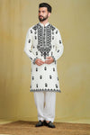 White heavy embroidery pathani set - The Absolute House Of Design 