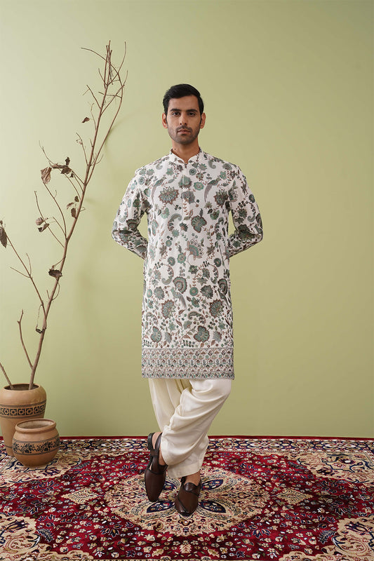 Green Threadwork Kurta