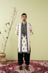 Ivory & Black Neck work Kurta with Dupatta