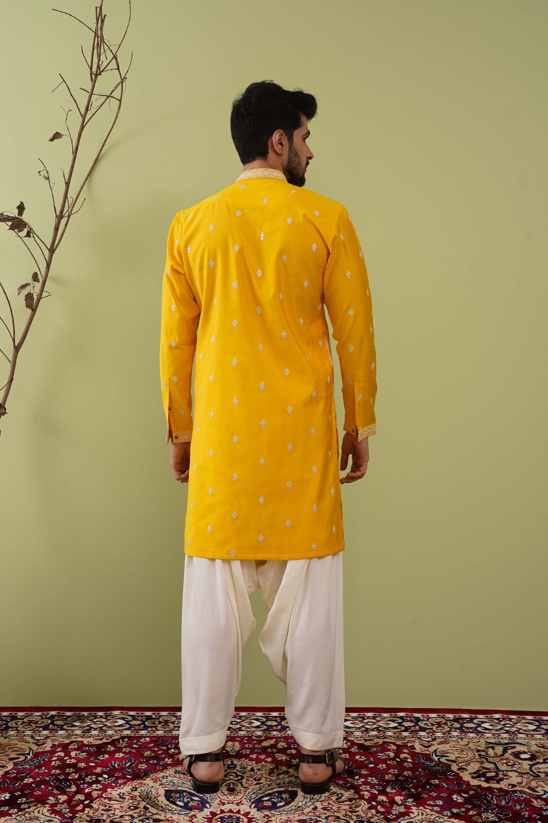 Neck work Haldi kurta set