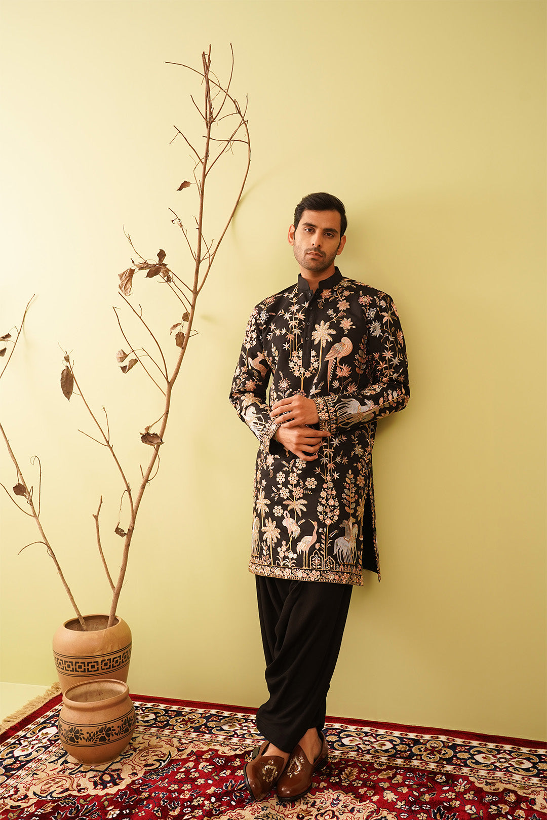 Black Threadwork Motifs Kurta Set - The Absolute House Of Design 