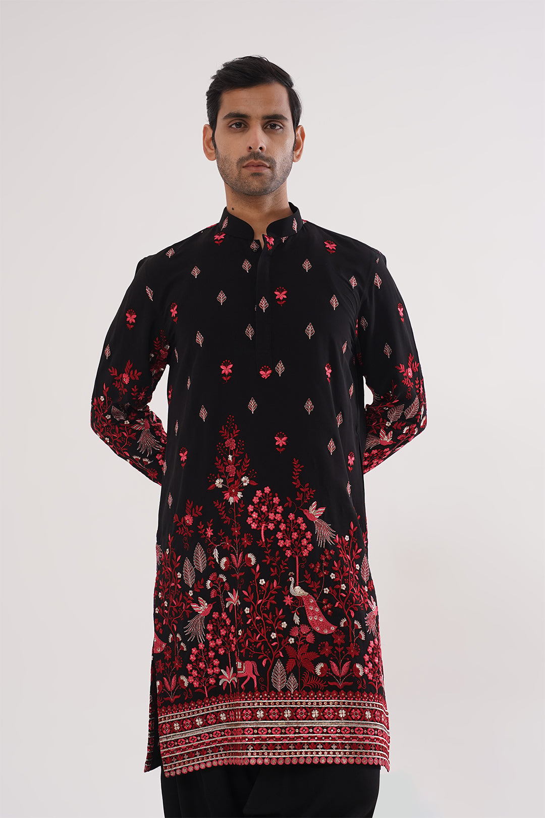 Red & Black Embroidery Kurta Set