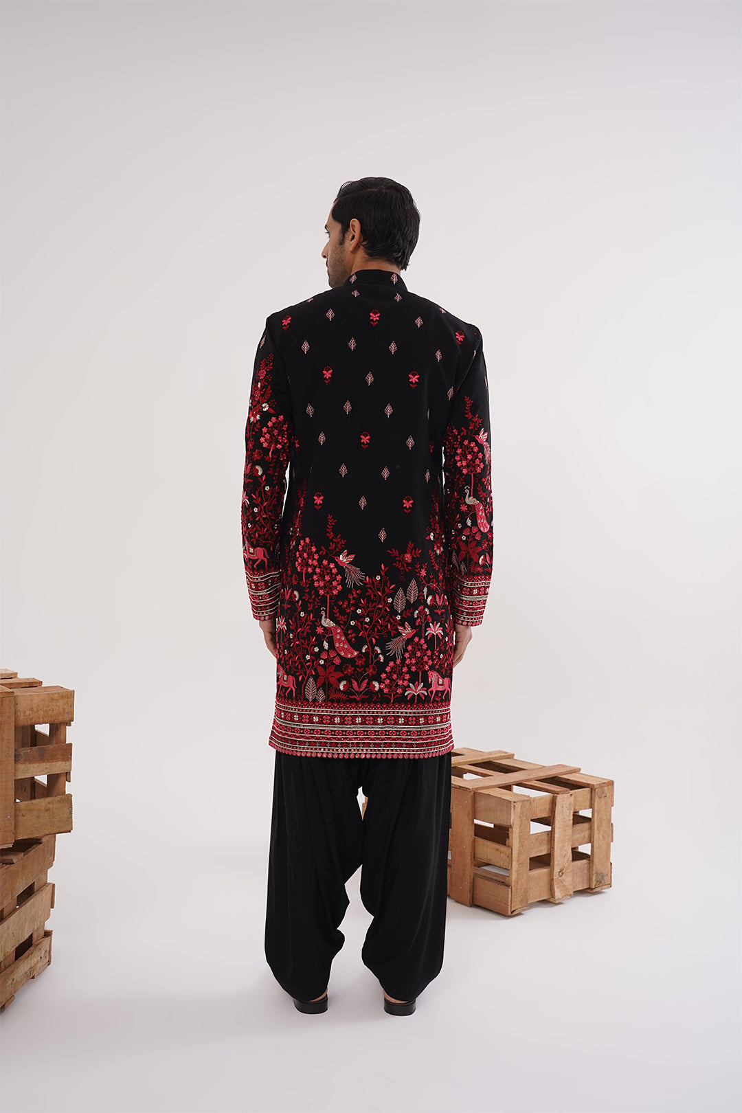 Red & Black Embroidery Kurta Set