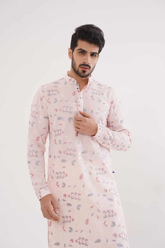 Pink Floral embroidery Kurta