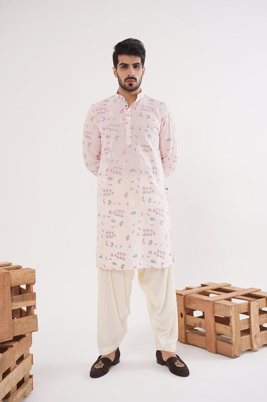 Pink Floral embroidery Kurta