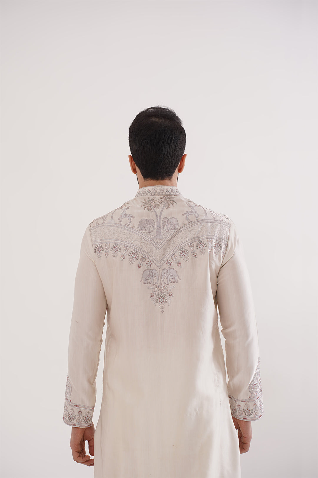 Ivory Kurta Set with Animal Motifs