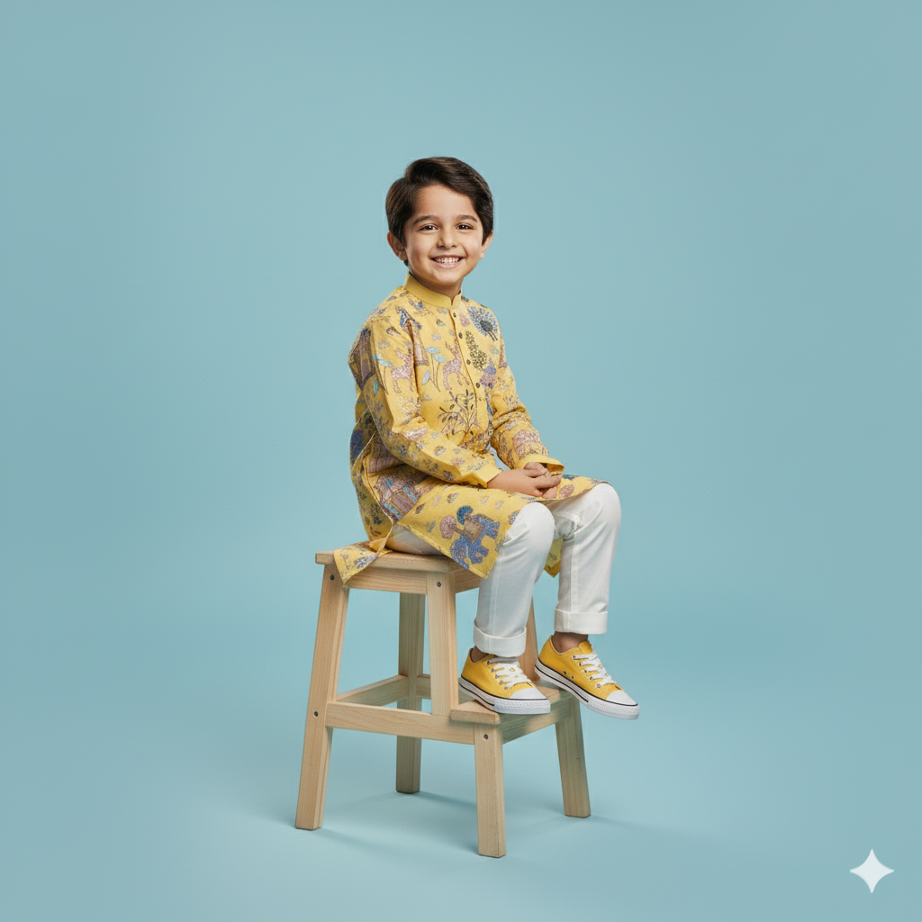Yellow Motifs Kurta set