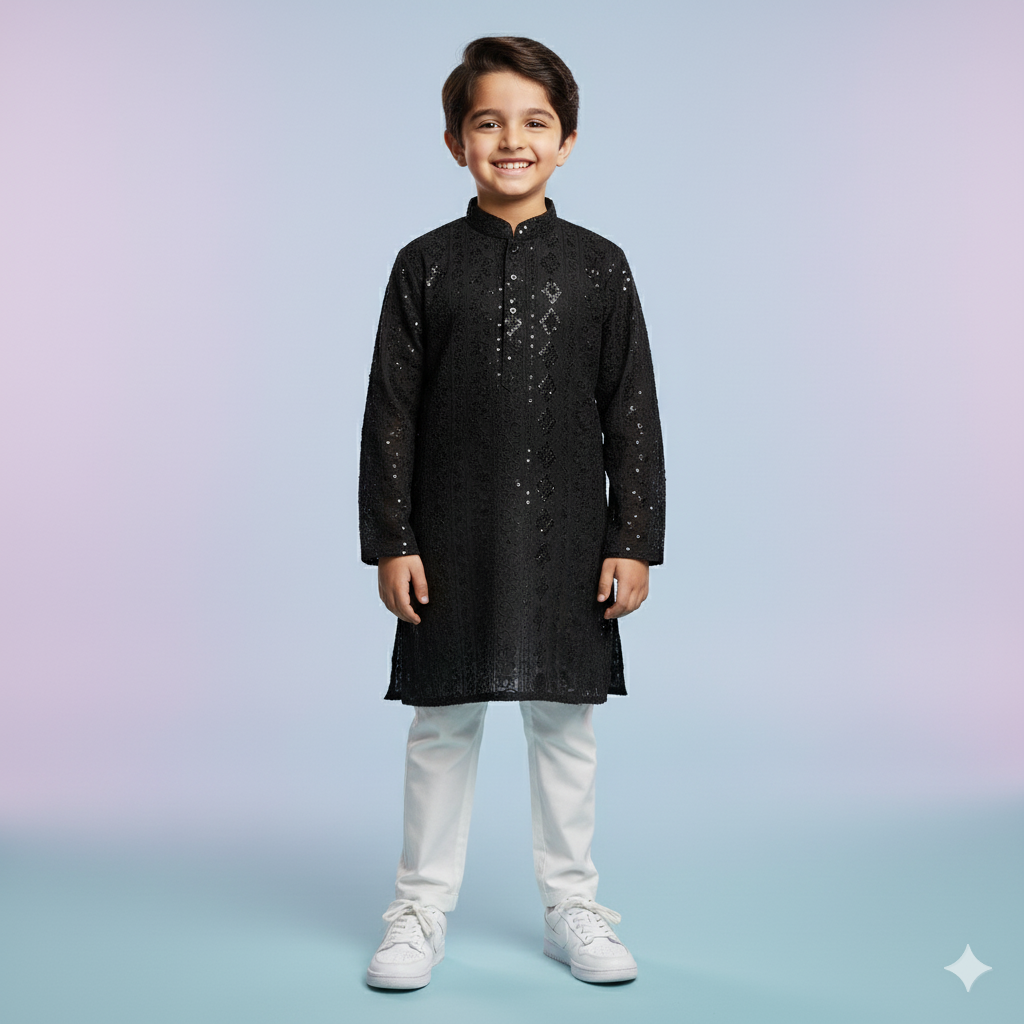 Starlit Black Kurta set