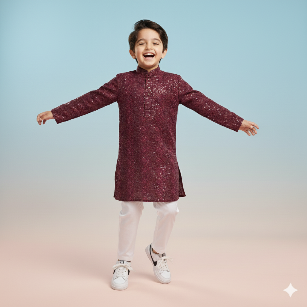 Starlit Wine Kurta set
