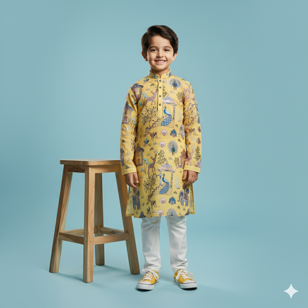Yellow Motifs Kurta set