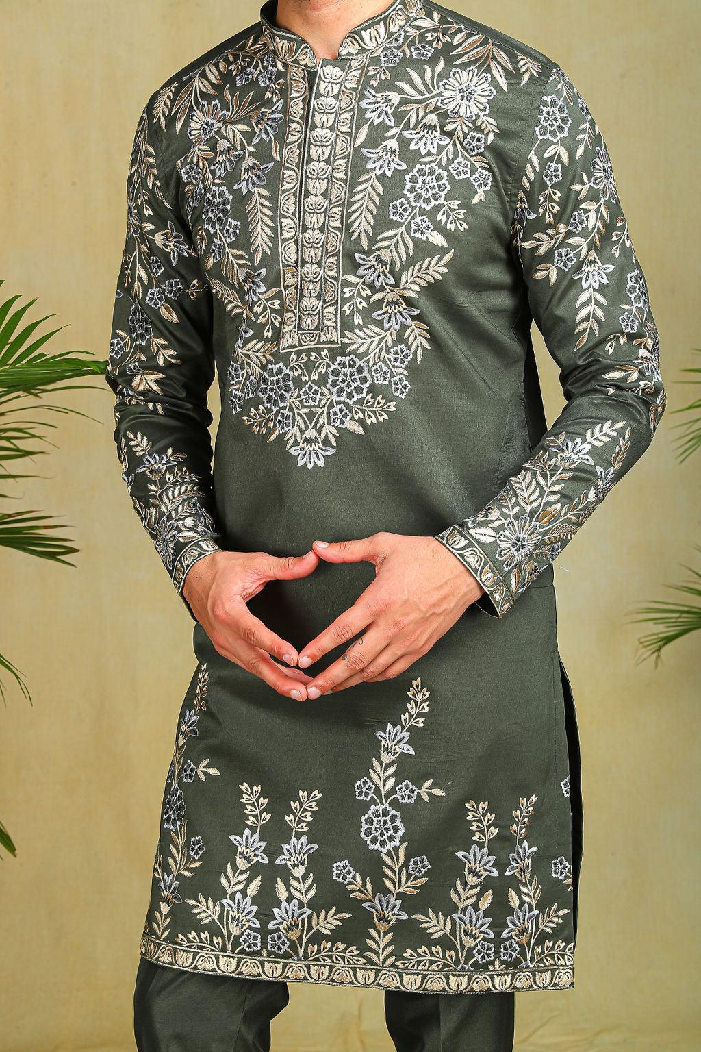 Sage green emroidery kurta set - The Absolute House Of Design 